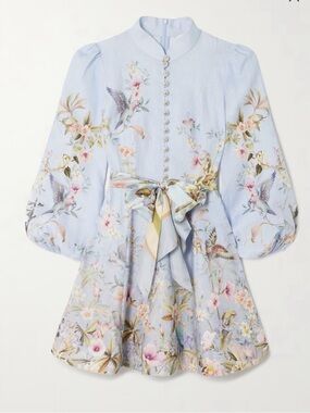 Zimmermann Lilac Floral Long-Sleeve Midi Dress